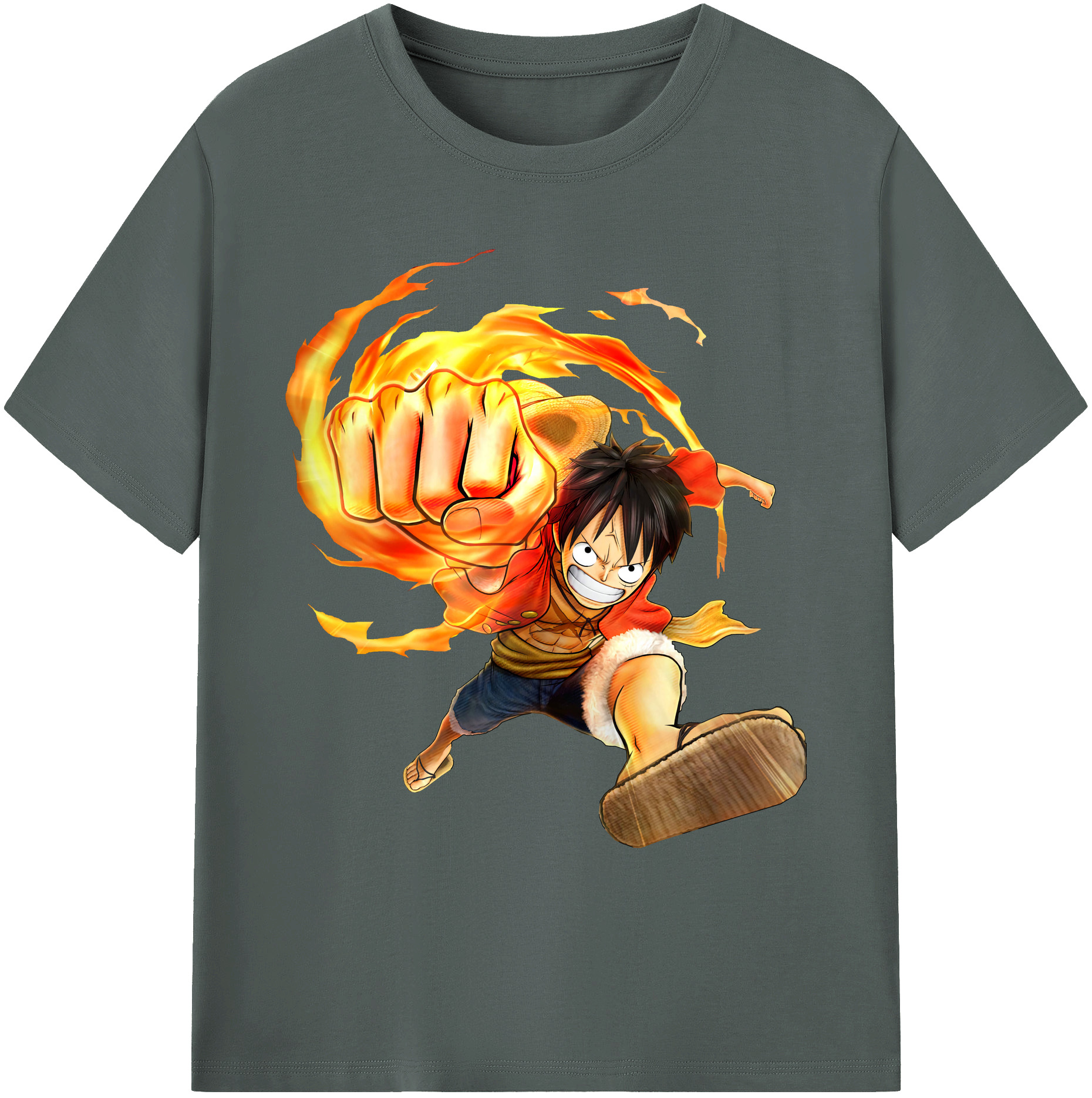 ワンピース モンキー・D・ルフィ ONE PIECE Monkey D. Luffy 綿100％ メンズ半袖Tシャツ｜肌触りやわらか＆通気性